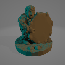paleolitico batterista ragazzo miniatura 28mm calcolo età fantasia dnd CaveMaster paleomico pagani sciamano 3d print model - Mito3D