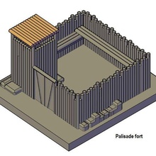 palisade fort architecture building camp castle cowboy fortress medieval model support roleplay tabletop tower wall wood wooden buildings structures 3d print model - Mito3D