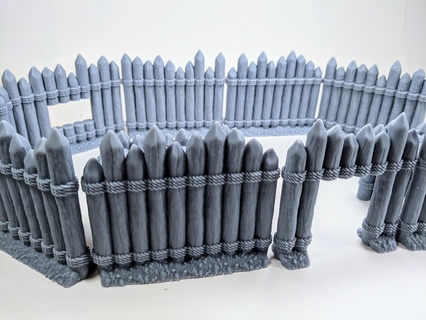 palisade walls fortification set Game wall barricade fort defence 40 warham dnd ork medieval 3d print model - Mito3D