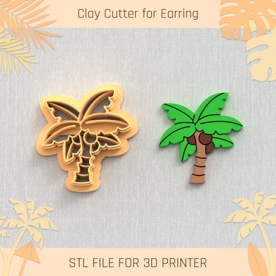 palm summer clay cutter tools earring turtle beach shell 3d print model - Mito3D