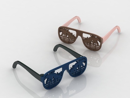 palma árbol plastico partido lentes 3d modelo stl fácil impresión easyprint accesorio vaso Moda bosquejo ojo visión anteojos verano caliente gracioso broma 3d print model - Mito3D