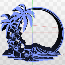 palma árbol tropical circulo escena arboles Oceano playa primavera verano vacaciones 3d print model - Mito3D