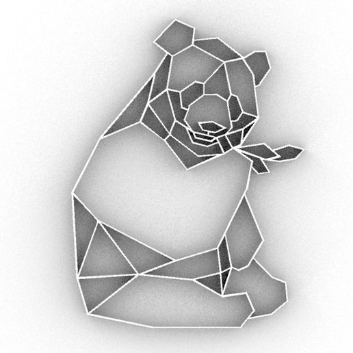 panda decoração 2d interior Projeto arte nerd chaveiro emblema pingente logotipo acessório geométrico animal branco Preto 3D print model - Mito3D