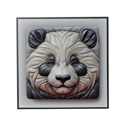 panda animal relief art animals yeggi mito3d bust google pendants medallion animal-relief wall-art wall 3d print model - Mito3D