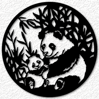 panda bears wall art cub decor 2d bear wildlife woodland mountains free baby teddy grizzly animal bamboo pandas low poly home 3d print model - Mito3D