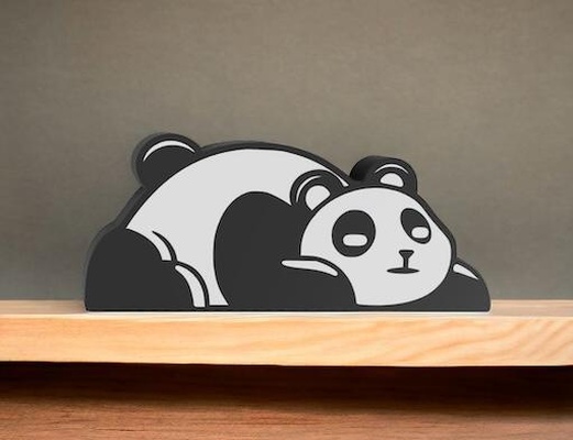 panda bobo lámpara led arte iluminado letras caja ligera logo lindo animal zoo japonés 3d print model - Mito3D