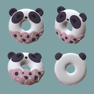 panda donut - cute dessert Game animal toy sweet kawaii art 3d print model - Mito3D