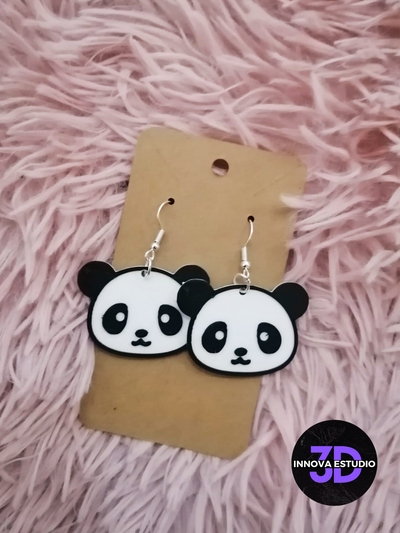 panda earrings 3d print model - Mito3D