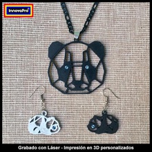 panda earrings pendant set jewelry earring padas bear bears totem necklace key ring keychain 3d print model - Mito3D