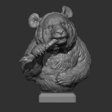 panda mangia bambù arte orso animale natura miniature stampabile sollievo cnc testa gioielleria ciondoli sculture scultura statua argento deco fallimento 3d print model - Mito3D