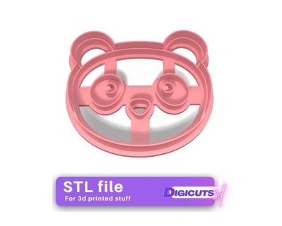 panda face cookie cutter stl file animal bakery 3d printing kitchen 3d print model - Mito3D
