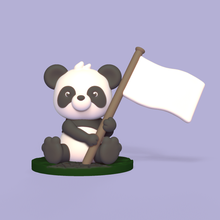 Panda drapeau art mignonne sculpture animal jouet miniatures dessin animé amusement 3d print model - Mito3D