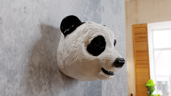 panda cabeza pared montar decoración animal oso escultura estatua selva niños juguete 3d print model - Mito3D
