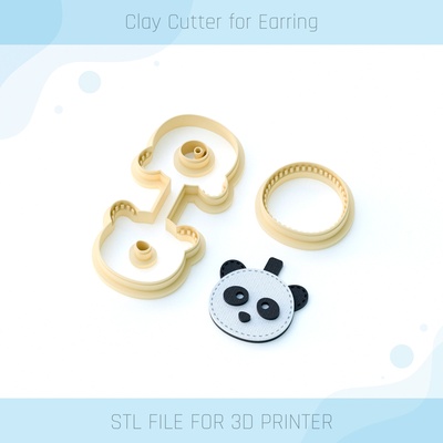 panda leather keychain stitch clay cutter jewelry tools earring stl jewelry polymer 3d print model - Mito3D