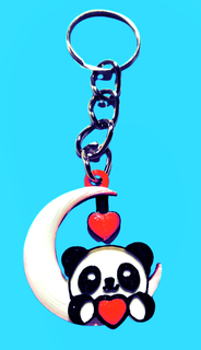 panda moon keychain charm souvenir optimized color change 3d print model - Mito3D