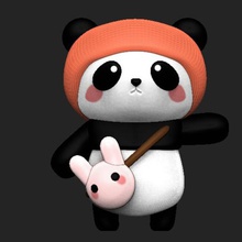 panda coniglio sacchetto chiave squillare giocattoli arte zaino simpatico orso 3d print model - Mito3D