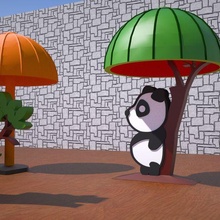 panda standing watermelon 3d print model - Mito3D