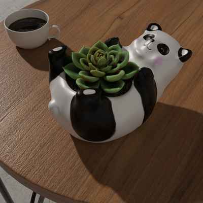 panda vase art binoster plant pots container home decoration planter desk mini ornament 3d printable diy decor 3d print model - Mito3D