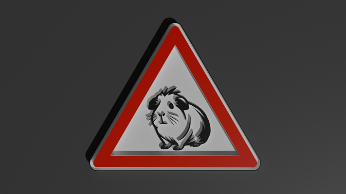 panneau signalisation cochon d'inde animal attention d coration chambre drole 3d print model - Mito3D