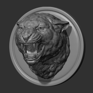 panther grin head leopard cat lion pendant silver printable miniatures medallion jewellery 3dprinting interior jewelry gold animal art sculptures 3d print model - Mito3D