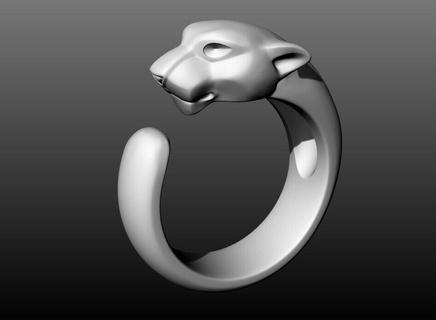 pantera prestigio anillo joyería joya oro Tigre león imprimible anillos plata animal leopardo salvaje puma gato 3d print model - Mito3D