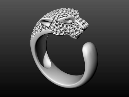 Panther Ring Edelsteine Schmuck Tiger Tier Silber wild Zoo Juwel Sterling Gold Gepard Natur Ringe katzenartig 3d print model - Mito3D