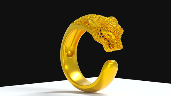 panther ring gold black silver jewerly rings 3d print model - Mito3D