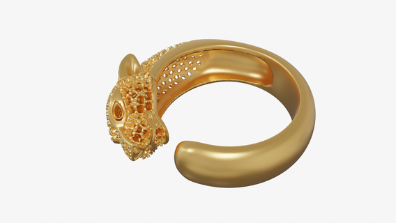 panther silver gold ring 3d printing 3d print model - Mito3D