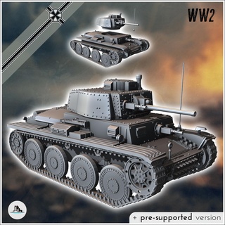 panzer 38 ausf g - germany eastern western front france russia poland czech republic scenery vehicle tank military combat armor armored fighting wargame miniatures german bolt blitzgrieg ww2 second action world war wehrmacht flames 3d print model - Mito3D