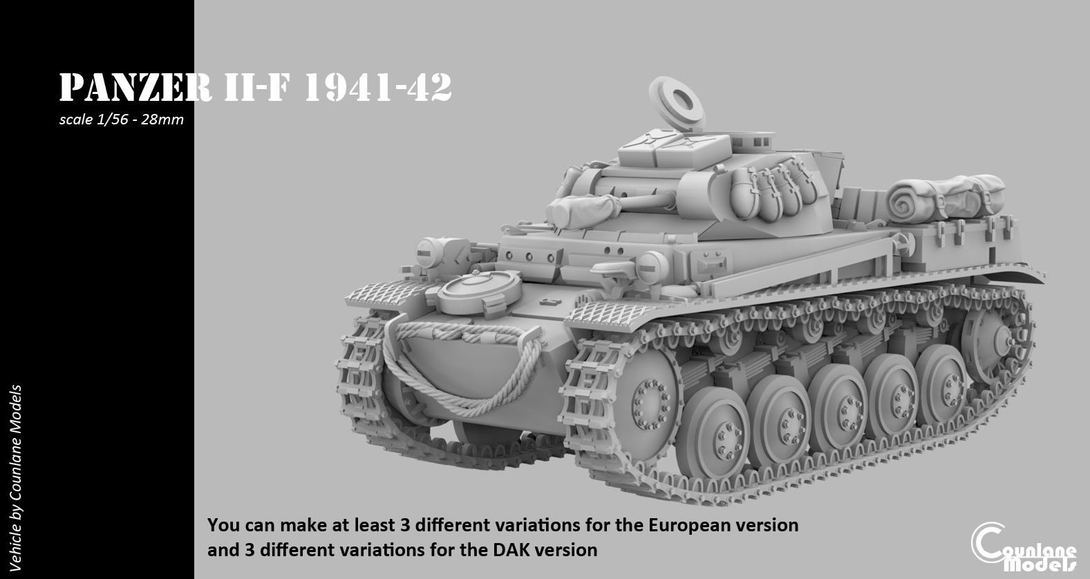 panzer ii 1941 1942 européen dak versions jeu ww2 1 56 28mm 3D print model - Mito3D