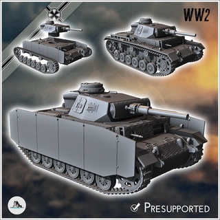 Panzer iii ausf armure flamme sdkfz 141 3 Allemagne occidental face Normandie Stalingrad Berlin renflement Seconde Guerre mondiale 3d print model - Mito3D