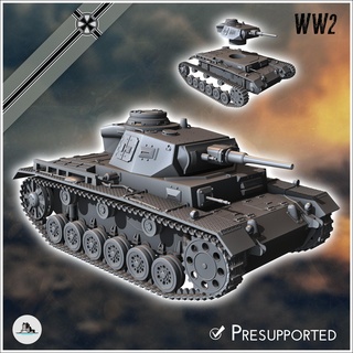 Panzer iii ausf Deutschland östlich Western Vorderseite Normandie Stalingrad Berlin Ausbuchtung wwii 3d print model - Mito3D