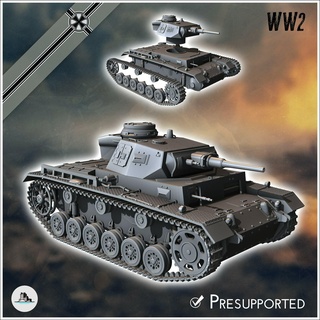 panzer iii ausf Almanya doğu batı ön Normandiya Stalingrad Berlin şişkinlik İkinci Dünya Savaşı 3d print model - Mito3D