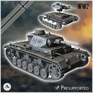 panzer iii ausf j early - germany eastern western front normandy stalingrad berlin bulge wwii 3d print model - Mito3D