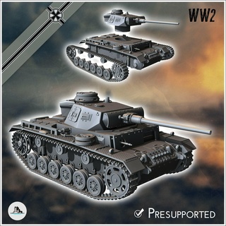 panzer iii ausf Germania orientale occidentale davanti Normandia Stalingrad Berlino rigonfiamento durante seconda guerra mondiale 3d print model - Mito3D