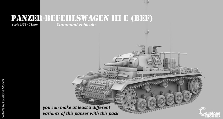 panzer iii befehlswagen spiel ww2 1 56 28mm 3d print model - Mito3D