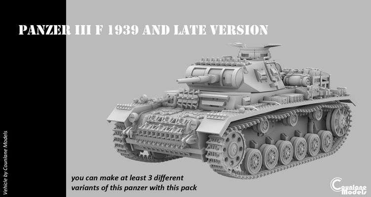 panzer iii f 1939 late version game ww2 1 56 28mm 3d print model - Mito3D