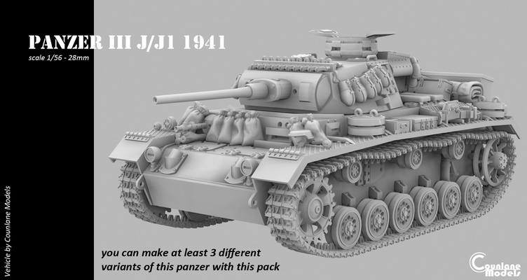 panzer iii j 1 1941 europa et dak jogos ww2 56 28mm 3d print model - Mito3D