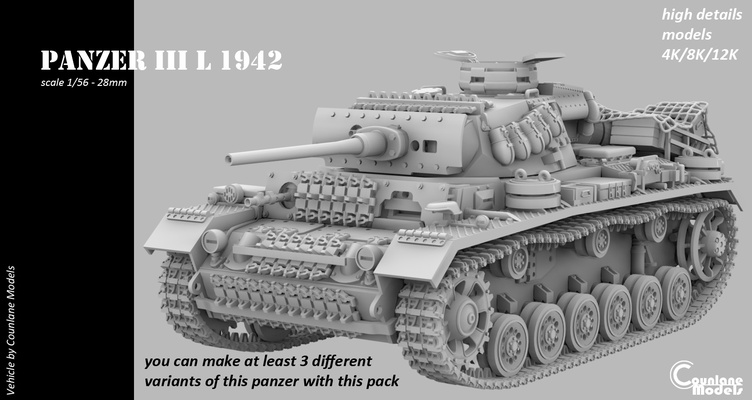 panzer iii l 1942 game ww2 1 56 28mm 3 3d print model - Mito3D