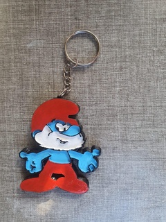 papa smurf key chain Jewelry keychain daddy smurfs smurfette blue red 3d print model - Mito3D