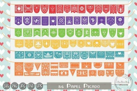 papel picado fiestas mexicanas - vector laser cutting engraving paper cuttings day dead mexican track mexico crafts handicrafts art 3d print model - Mito3D