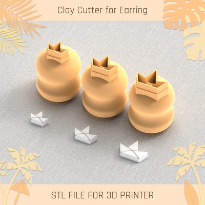 paper boat summer mini clay cutter tools earring 3d print model - Mito3D