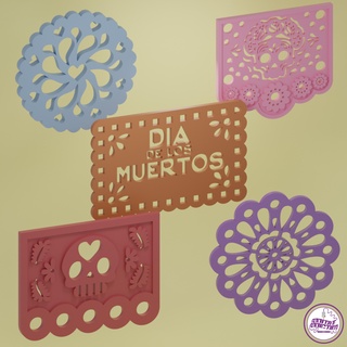 carta triturato carta 5 Modelli scartoffie carta diademuertos Halloween messicano messicano tradizione offerta altare celebrazione celebrazione 3d print model - Mito3D