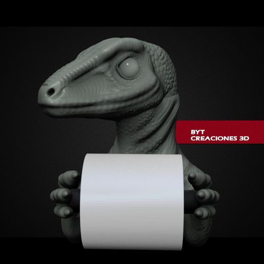 papel banheiro velociraptor arte 3D print model - Mito3D