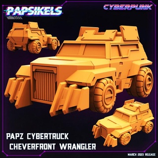 papz Cybertruck Cheverfront Wrangler Wagen LKW Fahrzeug Cyberpunk gepanzert edgerunner 3d print model - Mito3D