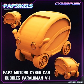 papz industries cybercar bulles abat jour v4 voiture mignonne véhicule cyberpunk compact civil 3d print model - Mito3D