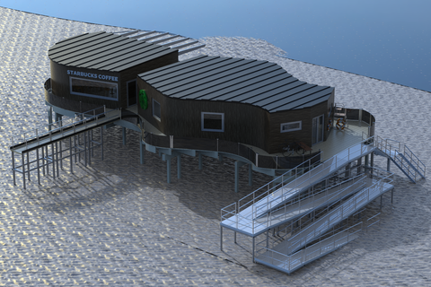 parador comida habitación Starbucks cafetería casa café playa arena mar agua alojamiento 3d print model - Mito3D