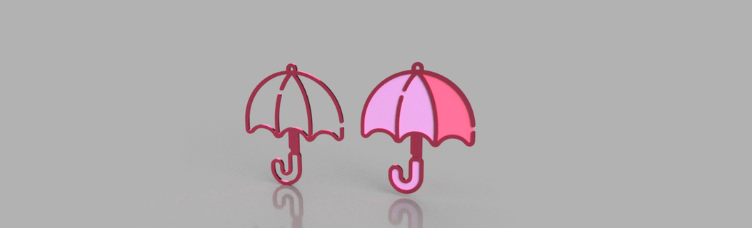 Regenschirm rosa Ohrringe colgantes 3d print model - Mito3D