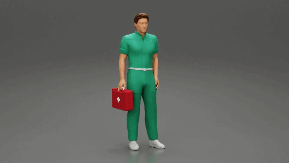 paramedic standing holding first aid box 164scale 164photography diorama164scale 164scalediecast man boy body character human male sculpture decor diorama figure people print doctor 3d print model - Mito3D