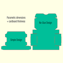 paramétrique papier carton boîte Facile no glue dessins pliant openscad conteneurs 3d print model - Mito3D